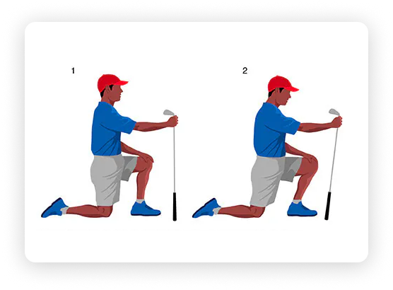 Golf stretching for the front hip muscles