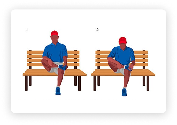 Golf stretching for the hips while seated