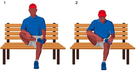 Golf stretching for the hips while seated