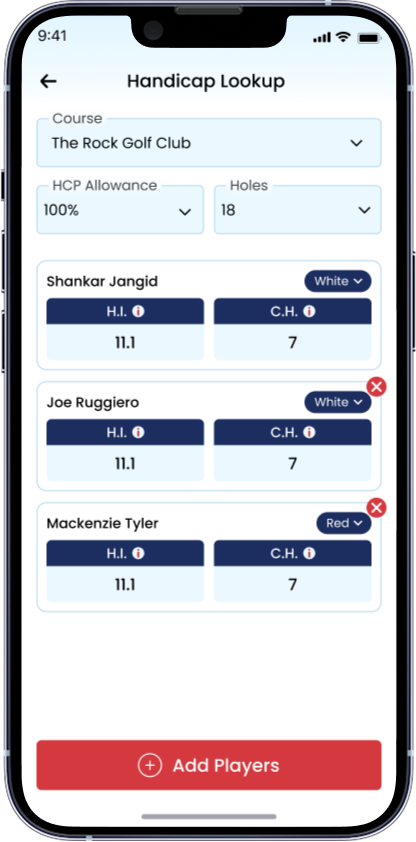 Handicap lookup