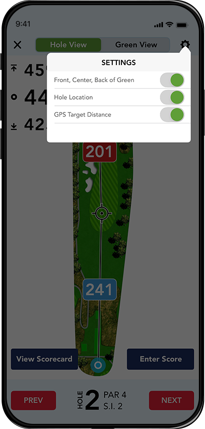 Mapview Settings Screen